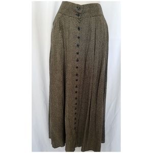 Vintage Button Front Skirt Black Tan Victorian Maxi Size M